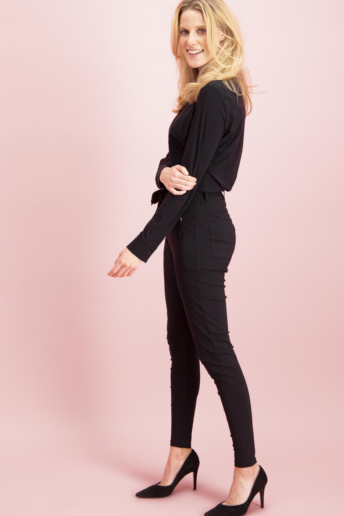 92720 - Margot trousers - slimfit MW pant met ritszakjes