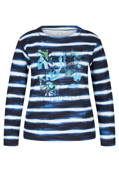51-123361 - Gestreepte sweater met geplaatst dessin