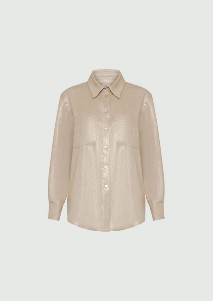 Calabra - Linnen blouse met metallic coating