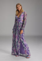 5AG176 - Lange jurk met lurex en kleurrijk dessin