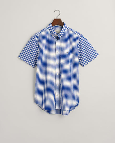 3000121 - korte mouw poplin shirt in gingham ruit