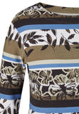 52-121360 - Ribsweater met streep en blad dessin
