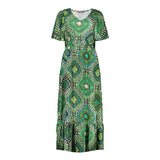 47240-20 - Lange jurk met crochet dessin en v-hals