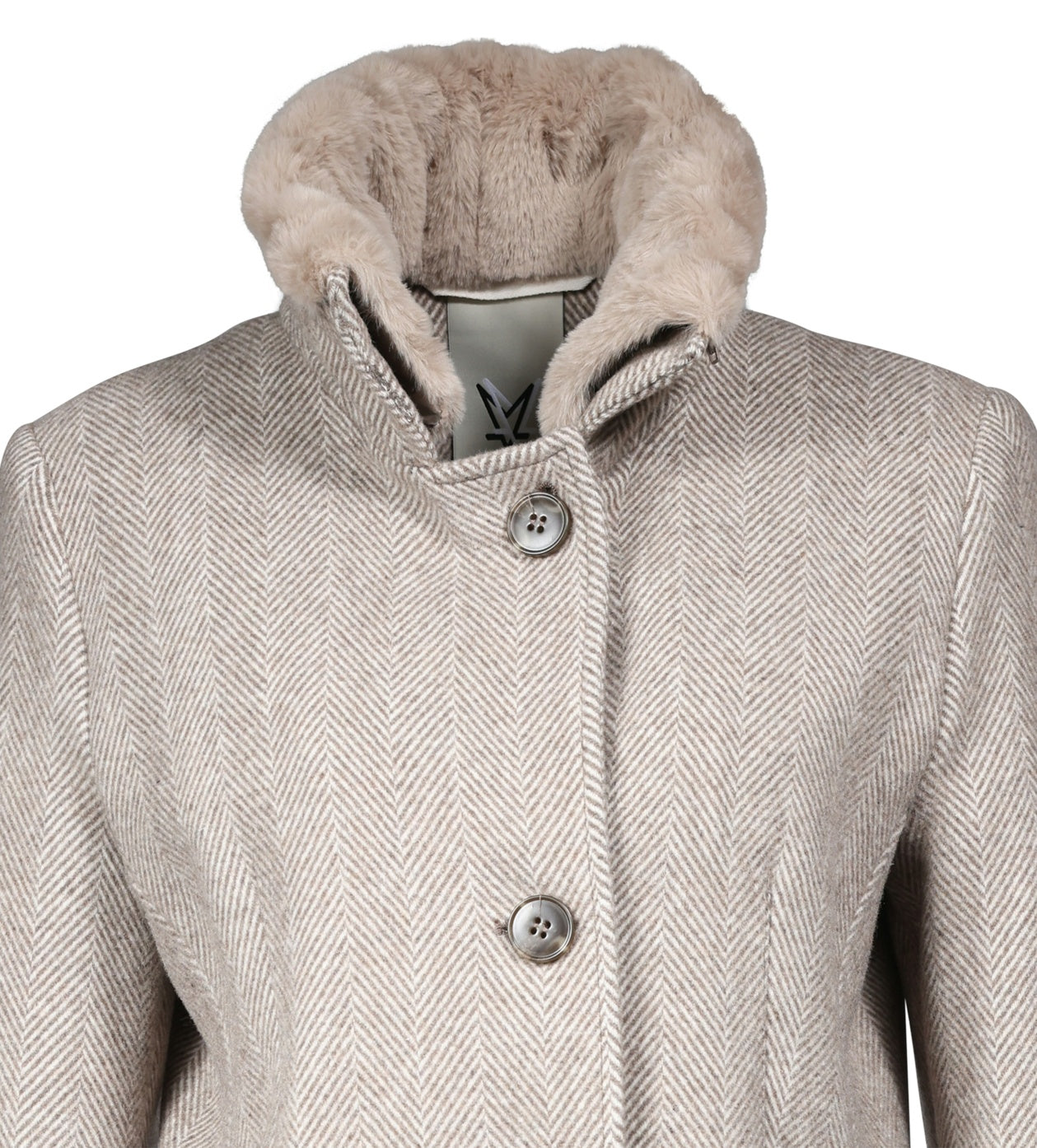 45057 8495 - Wollen coat met opstaande kraag faux fur 88cm