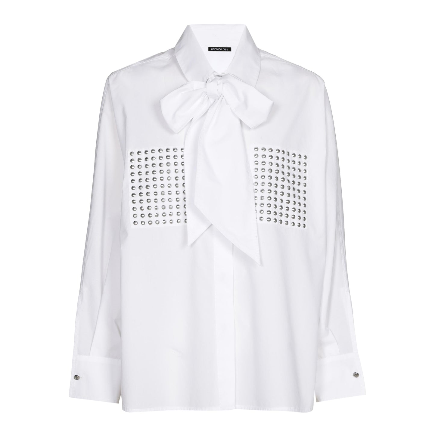 4619 - Poplin blouse met strik en studs