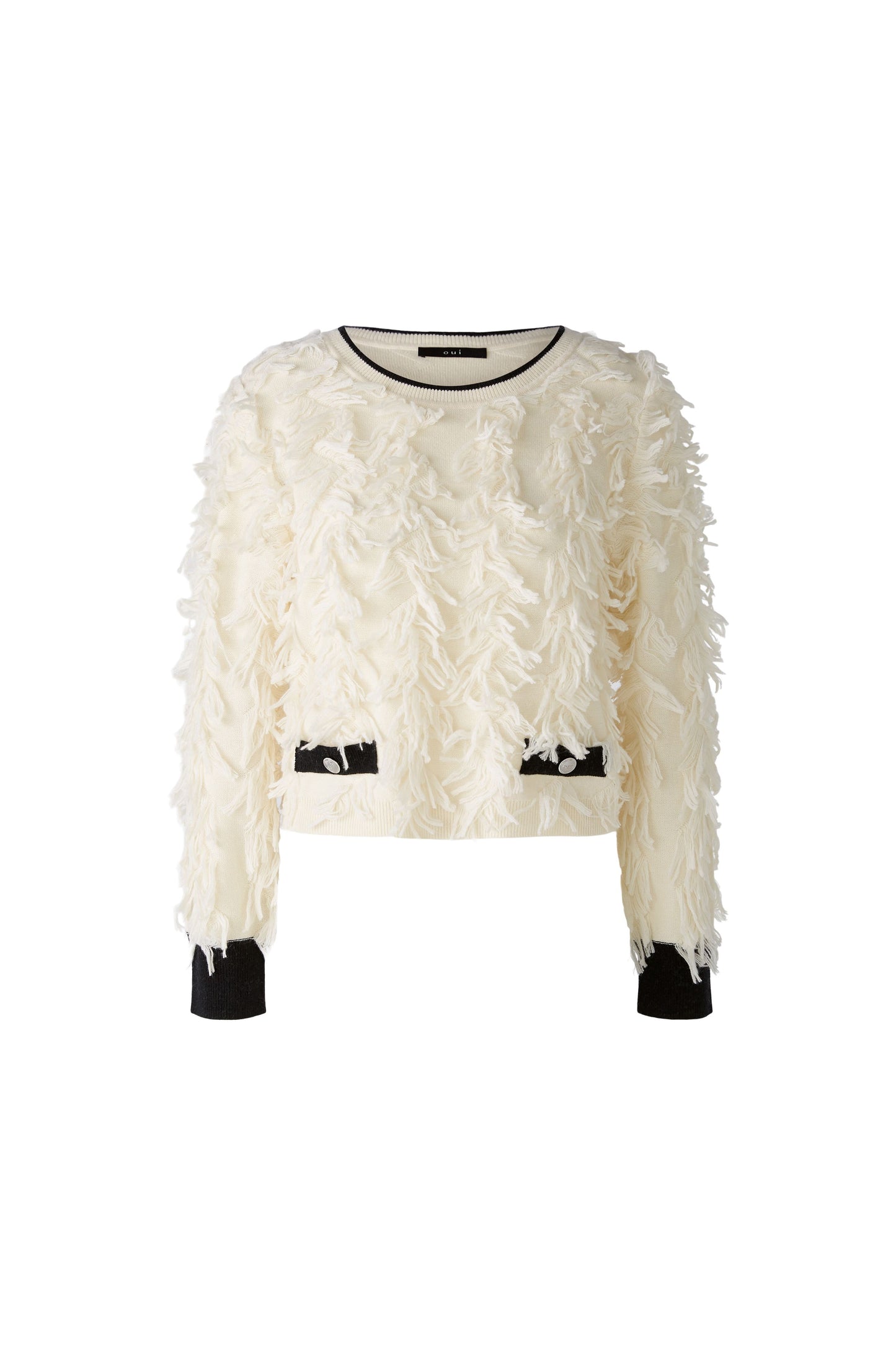 89939 - Korte pullover met contrast en fringes