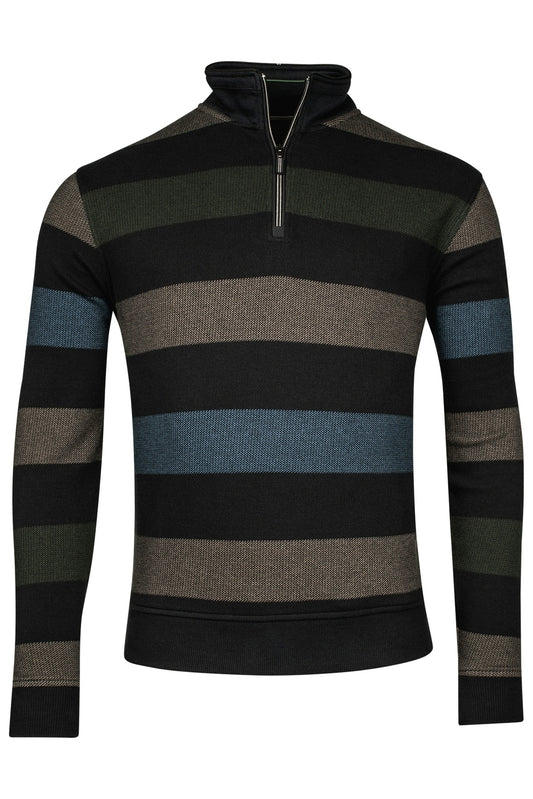 423108 - Sweatshirt 1/2 Zip  Jacquard pique y/d stripe