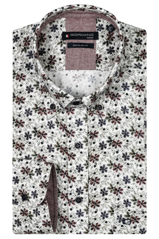 427040 - Ivy, LS Button Down  Flower Print with Soft Handfe