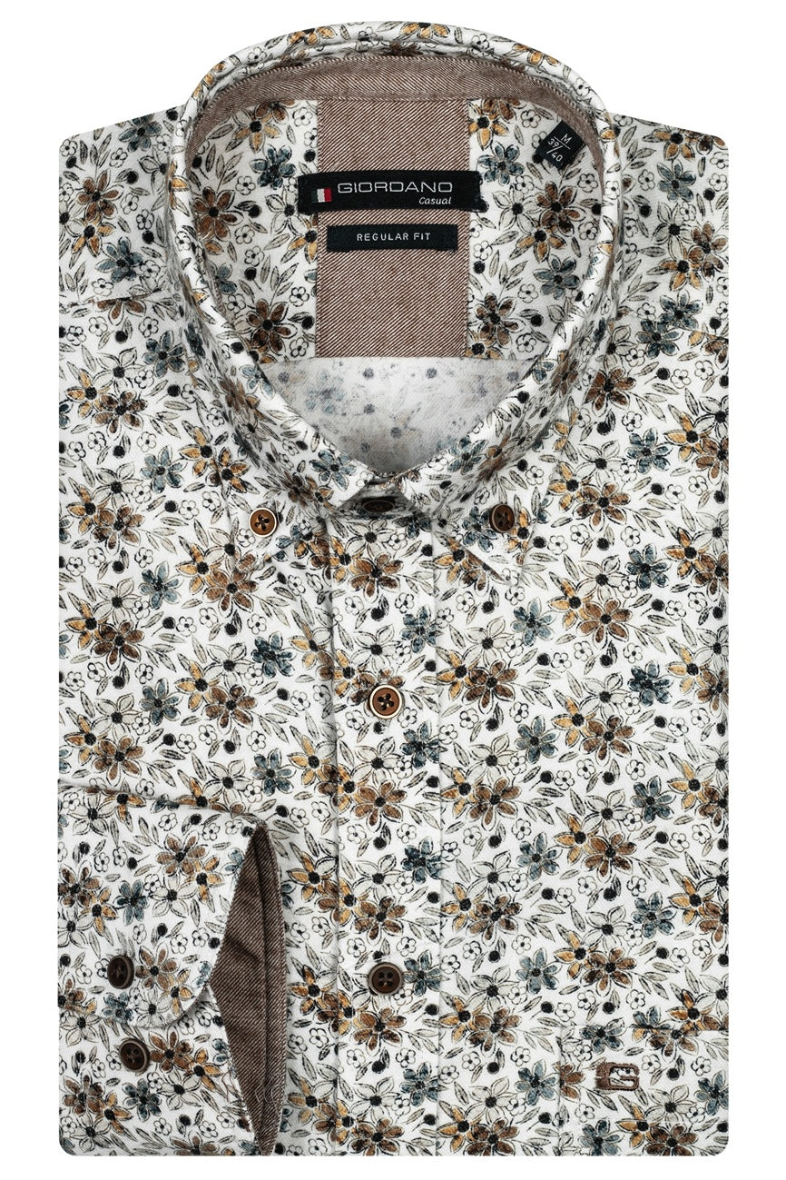 427040 - Ivy, LS Button Down  Flower Print with Soft Handfe