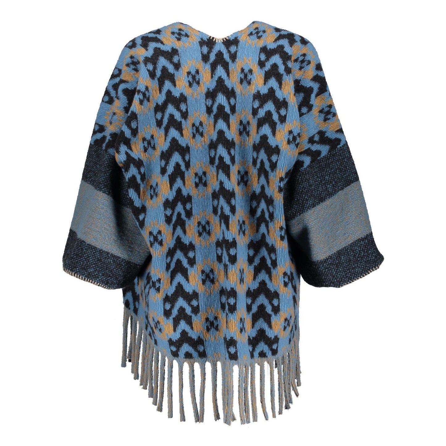 44602-20 - Poncho vest met dessin en franjes