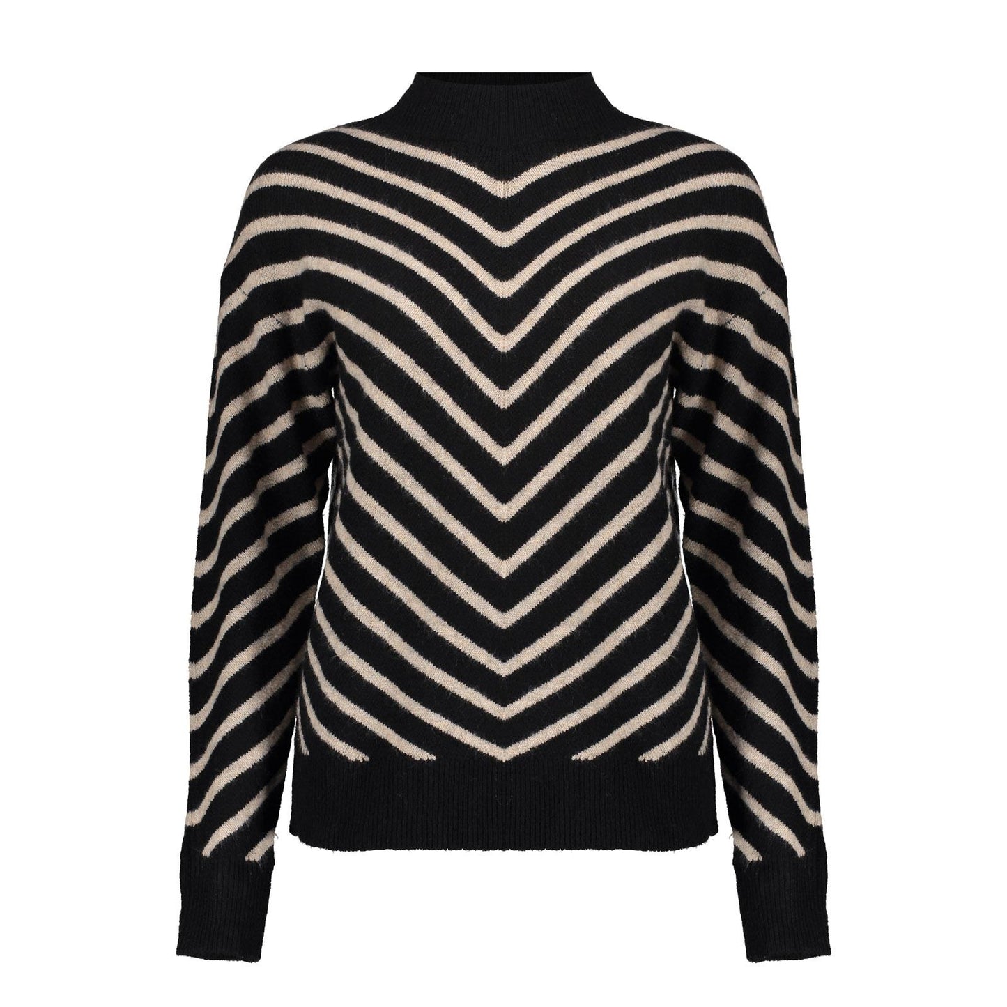 44507-10 - Pullover met streep en turtle hals