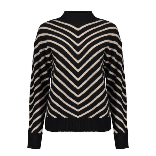 44507-10 - Pullover met streep en turtle hals