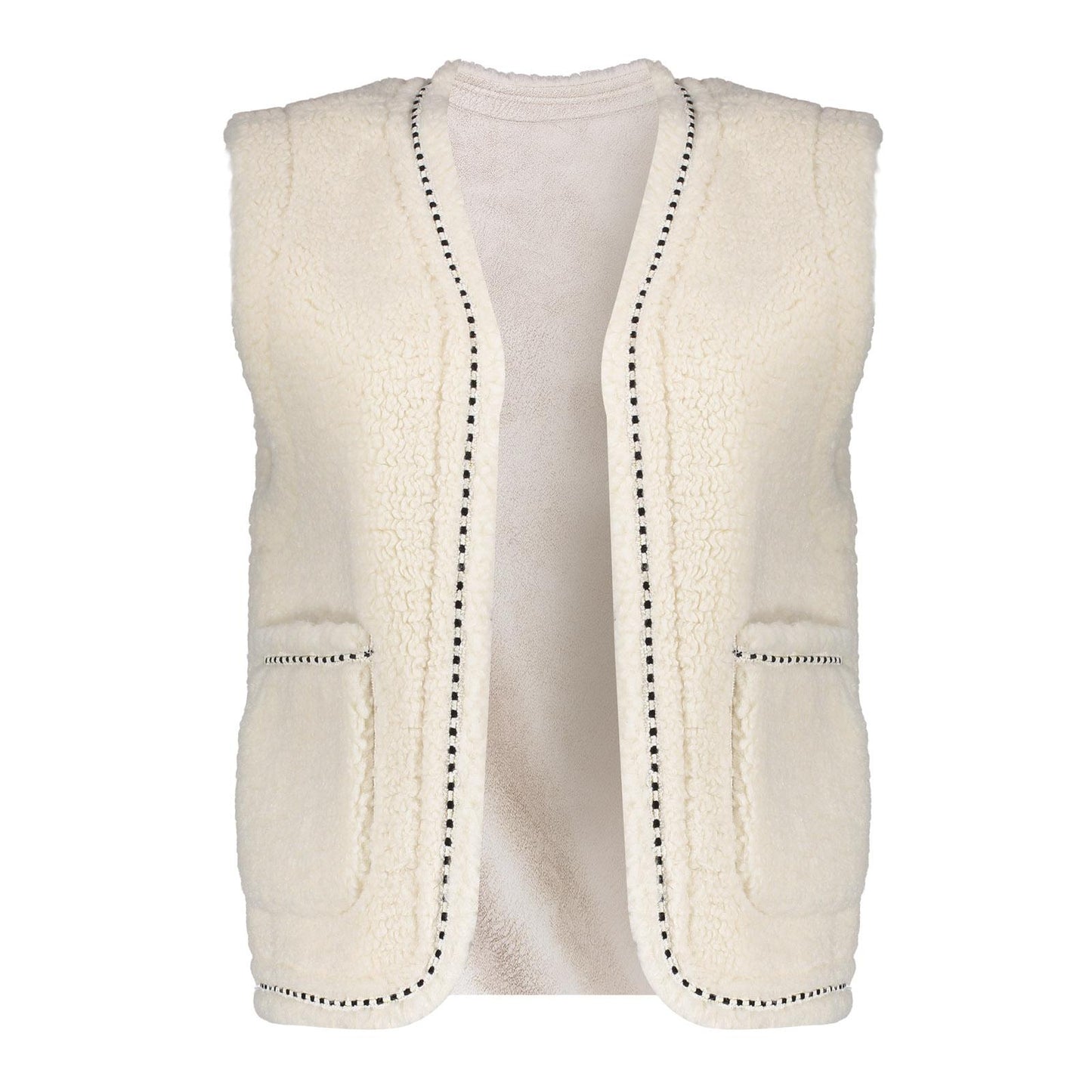 45553-19 - Teddy gillet met contrast stiksel