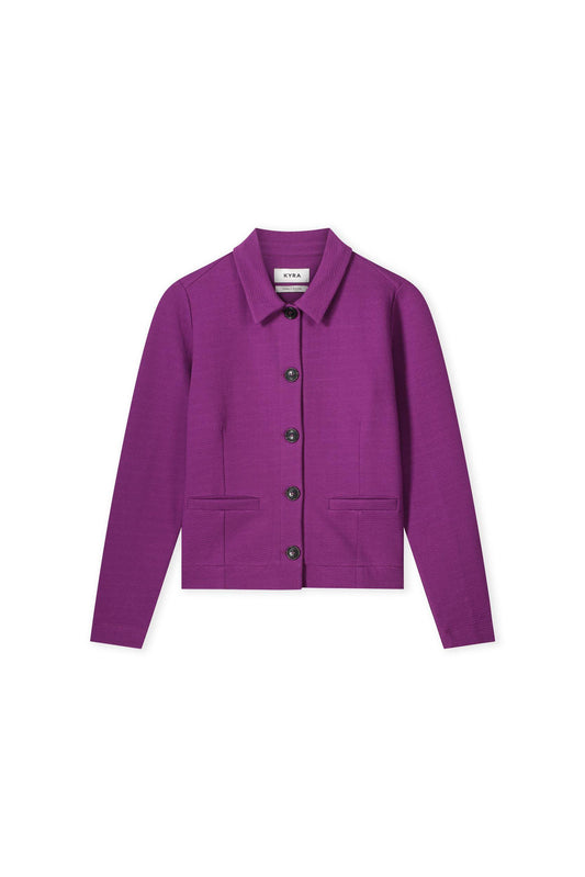 Hazel-w24 - Korte blazer in structuur jersey