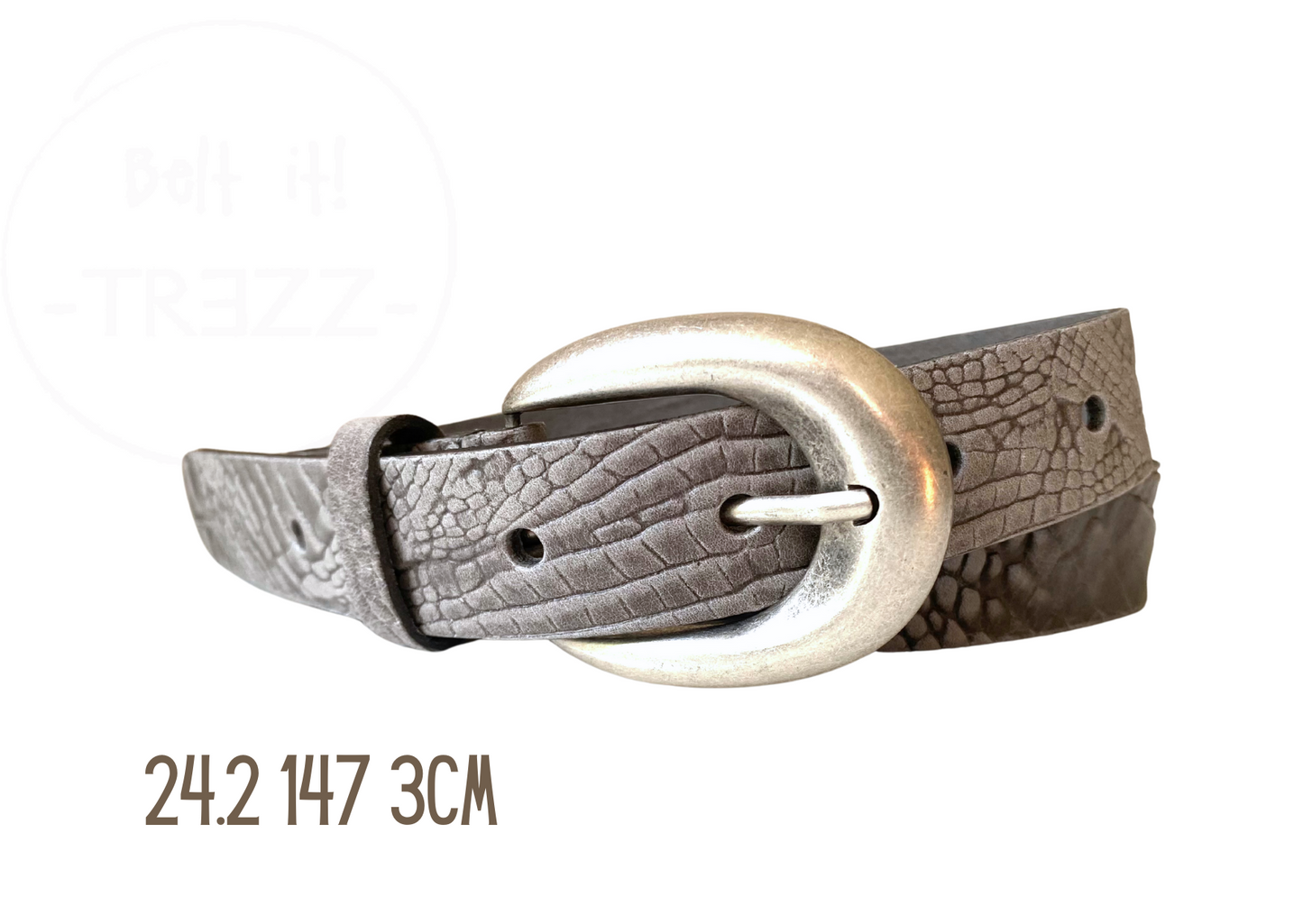 147 Cayman - Riem 3cm structuur ovalen gesp