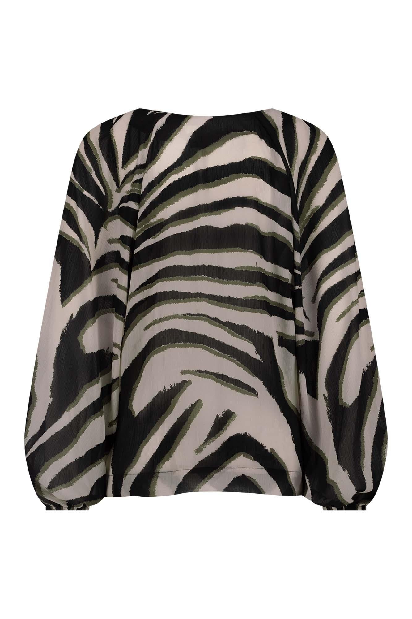 11841 - Elain zebra crepe blousetop met lange mouw