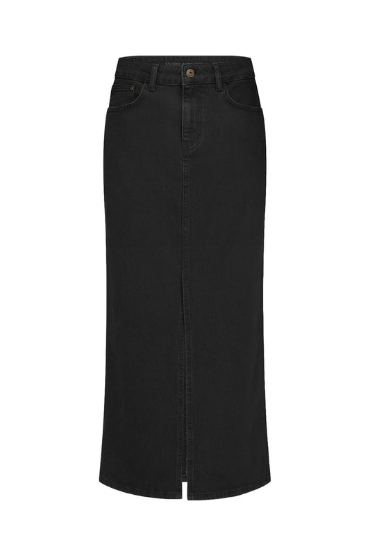 11897 - Annebella rechte denim rok met split voor