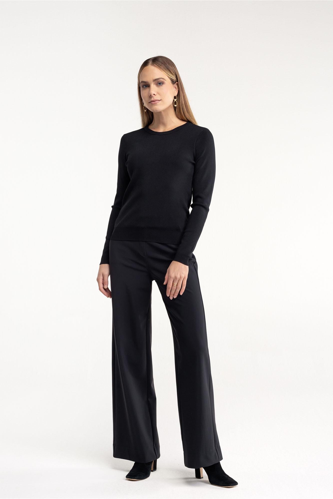 94801 - Lexie bonded trousers super wide leg met riemlusje