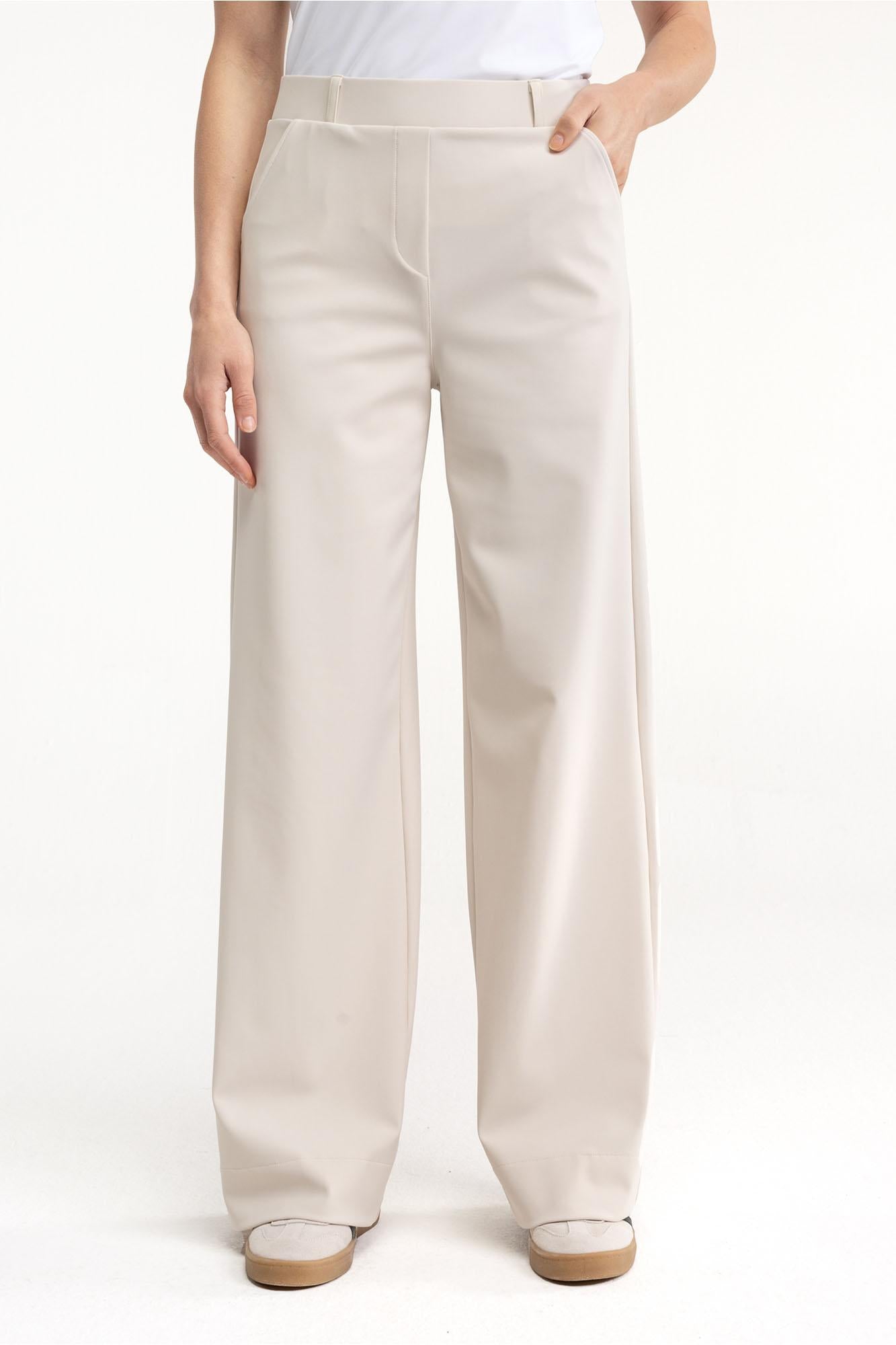 94801 - Lexie bonded trousers super wide leg met riemlusje