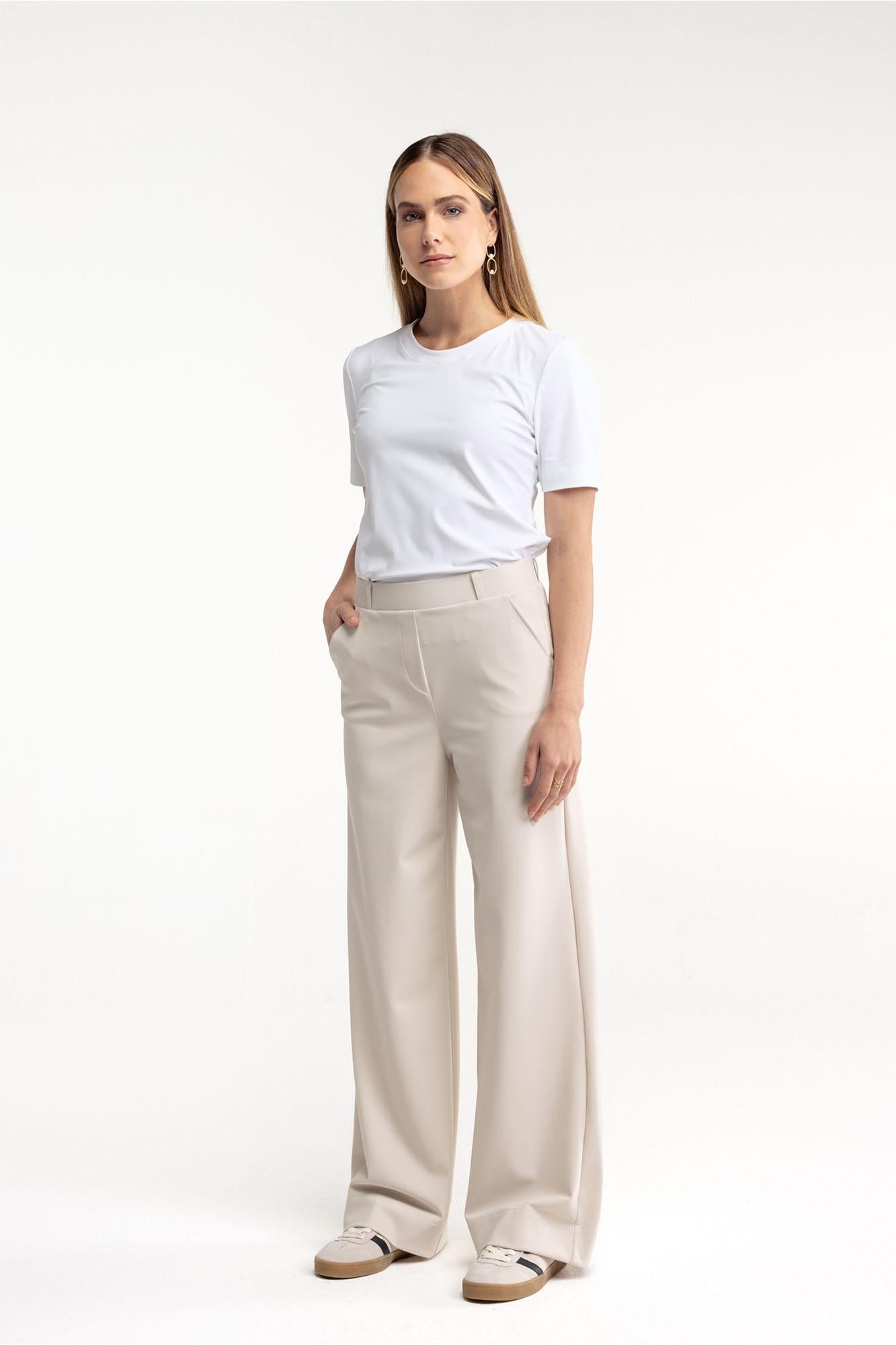 94801 - Lexie bonded trousers super wide leg met riemlusje