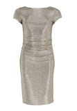 777614 - Jersey metallic jurkje met draperie effect