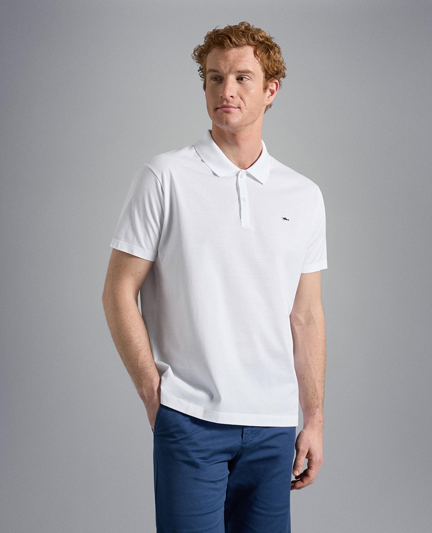 C0P1013 - Pique polo korte mouw met shark logo borduur